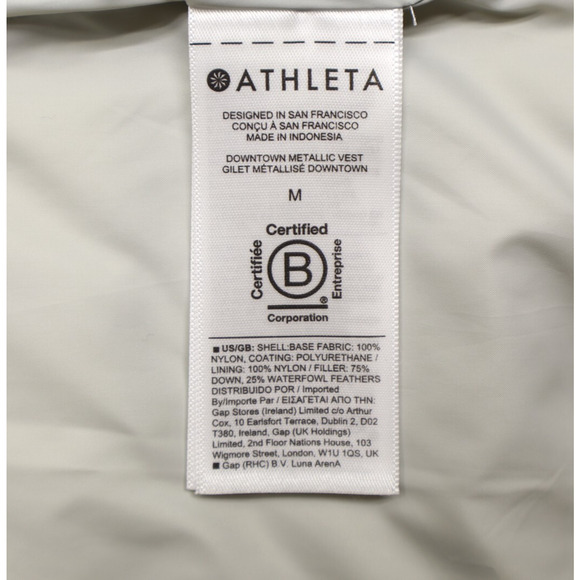 Athleta Women's Downtown Silver Metallic Puffer Vest Quilted Snaps Sz M - Picture 8 of 11